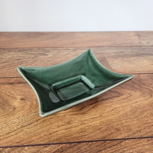 Unbranded Other - Vintage Green Rectangular Ceramic Dish Marked Ming Art M5 5.5" x 4.25"